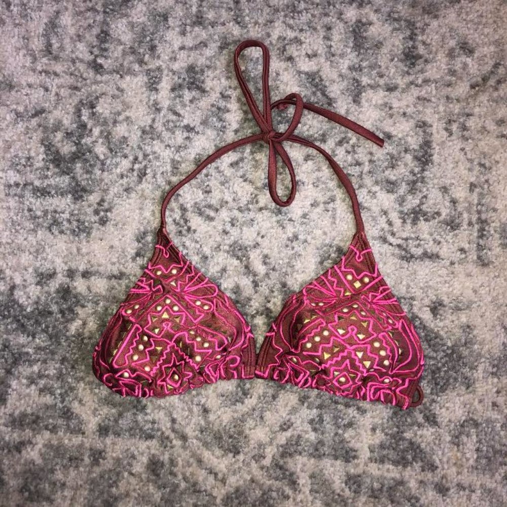 Metallic studded bikini top